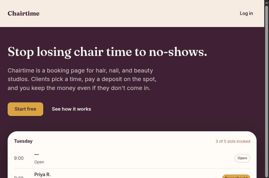 Chairtime homepage