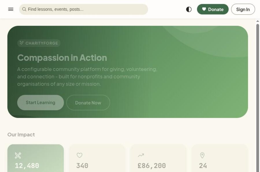 Charity Forge homepage